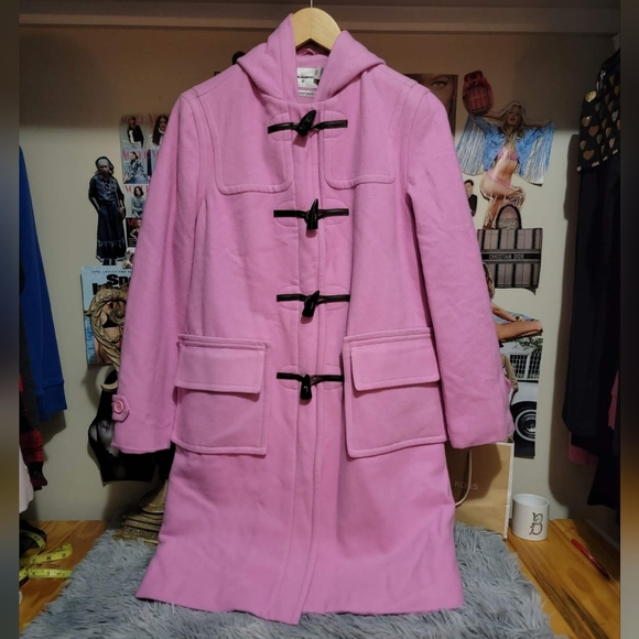 Isaac Mizrahi Jackets & Blazers - Isaac Mizrahi Pink Wool Toggle Trench Coat